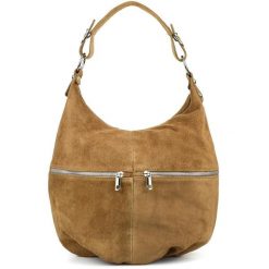 Zamszowa shopperka Vera Pelle c. beżowa taupe K51. Brązowe torebki klasyczne damskie ze skóry, zamszowe, bez dodatków. Za 199.99 zł.