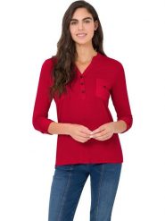 Heine Bluzka w kolorze czerwonym rozmiar: 42. Czerwone bluzki damskie Heine, bez wzorów, bez kołnierzyka, bez ramiączek. Za 69.58 zł.