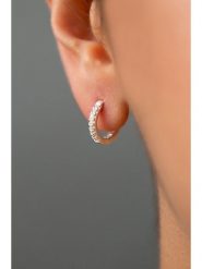 Miu Silver Srebrne kolczyki-kreole z cyrkoniami rozmiar: onesize. Szare kolczyki damskie Miu Silver, z cyrkonią, srebrne. Za 131.12 zł.