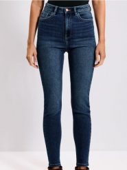 Jeansy super skinny high waist - granatowy. Niebieskie jeansy damskie Sinsay, z podwyższonym stanem. W wyprzedaży za 33.99 zł.