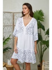 Lin Passion Lniana sukienka w kolorze białym rozmiar: 40/42. Białe sukienki damskie Lin Passion, bez wzorów, ze lnu, klasyczne, bez ramiączek. Za 219.95 zł.