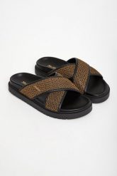Klapki damskie Party MAX MARA BEACHWEAR. Klapki damskie Max Mara Beachwear, bez wzorów, bez obcasa, bez zapięcia. W wyprzedaży za 775.20 zł.