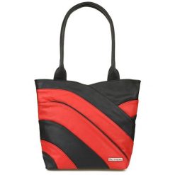 Shopperka skórzana Beltimore L38 czarno-czerwona. Czarne torebki klasyczne damskie ze skóry, na ramię, duże, bez dodatków. Za 208.99 zł.