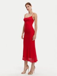 BARDOT Sukienka koktajlowa 57998DB1 Czerwony Regular Fit. Czerwone sukienki damskie Bardot, bez wzorów, z bawełny, wizytowe, bez ramiączek. Za 319.99 zł.