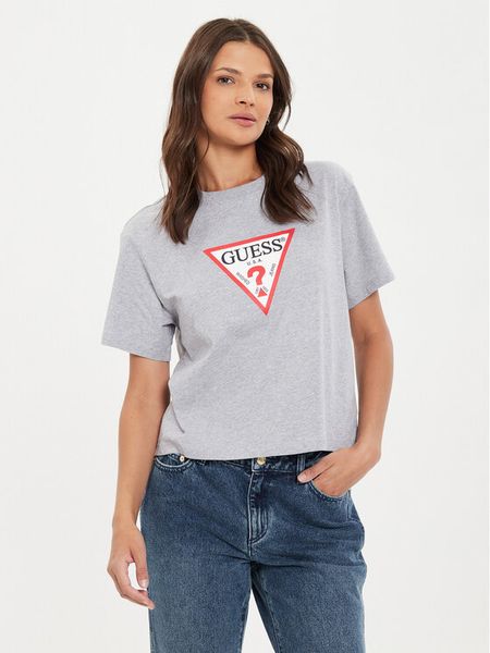 Guess Jeans T-Shirt W4YI73 K8HM0 Szary Boxy Fit. Szare t-shirty damskie Guess Jeans, s, z aplikacjami, z bawełny, bez kołnierzyka. Za 89.99 zł.