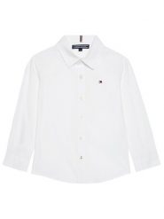 Tommy Hilfiger Koszula Solid Poplin KB0KB06965 M Biały Slim Fit. Białe koszule chłopięce Tommy Hilfiger, bez wzorów, z bawełny, bez kołnierzyka, bez ramiączek. Za 169.99 zł.