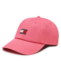 Czapka z daszkiem Tommy Jeans. Czerwone czapki z daszkiem damskie Tommy Jeans, bez wzorów, z jeansu. Za 89.99 zł.