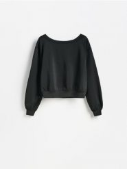 Gładka bluza z modalem - ciemnozielony. Zielone bluzy damskie Reserved, l, bez wzorów, z dzianiny, bez kaptura. Za 119.99 zł.