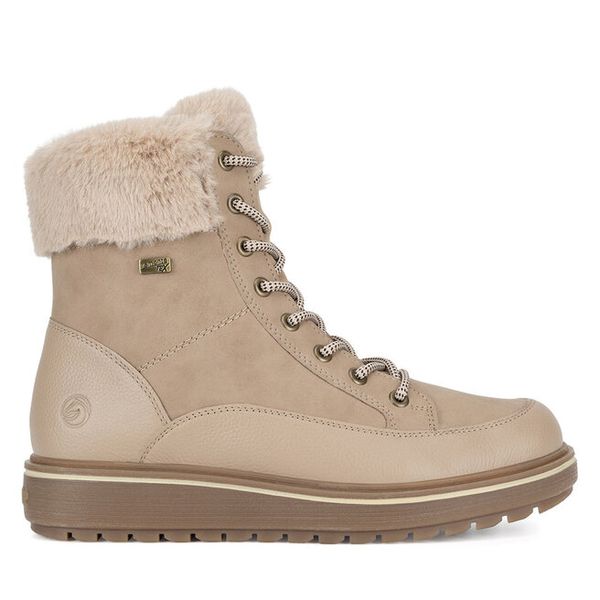 Trzewiki Remonte. Brązowe botki damskie Remonte, bez obcasa, na płaskiej podeszwie, bez zapięcia. Za 398.99 zł.