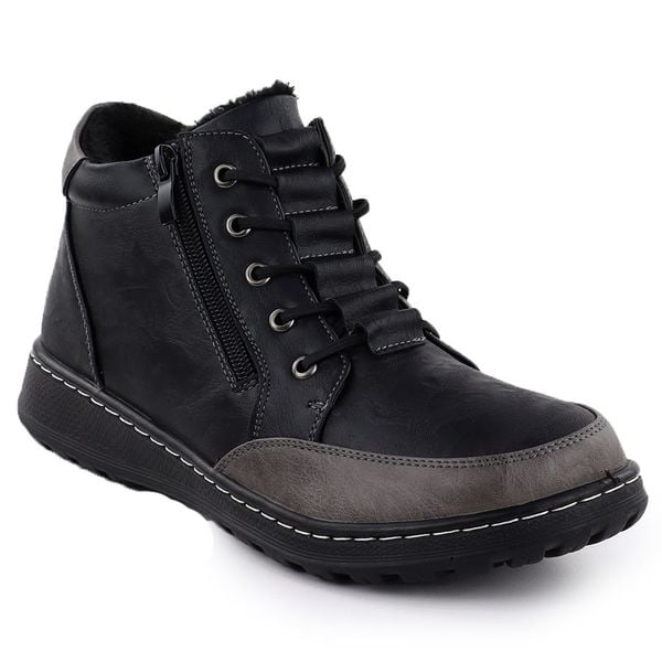 Botki damskie komfortowe czarne Potocki 25-90347. Czarne botki damskie POTOCKI, z materiału, bez obcasa, bez zapięcia. Za 109.99 zł.