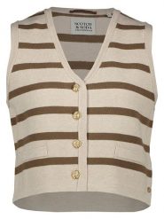 Scotch & Soda Kamizelka dzianinowa w kolorze kremowo-brązowym rozmiar: XL. Brązowe kamizelki damskie Scotch & Soda, xl, bez wzorów, z dzianiny, bez kaptura. Za 143.99 zł.