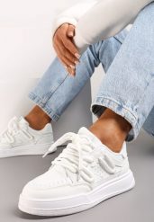Białe Sneakersy Sylvena. Białe obuwie sportowe damskie Renee, z materiału, bez zapięcia. Za 79.99 zł.