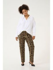 KAFFE curve Spodnie w kolorze jasnobrązowo-czarnym rozmiar: 42. Brązowe spodnie materiałowe damskie KAFFE curve, bez wzorów, z materiału. Za 113.99 zł.