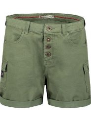 Geographical Norway Bermudy "Polla" w kolorze khaki rozmiar: XXL. Brązowe szorty damskie Geographical Norway, z aplikacjami, ze skóry. Za 79.03 zł.