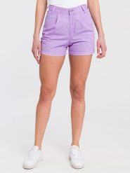 Cross Jeans Szorty w kolorze fioletowym rozmiar: W32. Różowe szorty damskie Cross Jeans, z aplikacjami, z jeansu, z podwyższonym stanem. Za 87.81 zł.