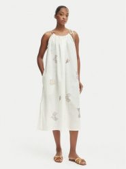 Iconique Sukienka letnia Ava IC26-017 Écru Relaxed Fit. Białe sukienki damskie Iconique, bez wzorów, z bawełny, bez ramiączek. Za 469.99 zł.