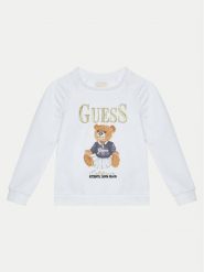 Guess Bluza K5RQ04 KAD74 Biały Regular Fit. Białe bluzy dziewczęce Guess, z aplikacjami, z bawełny, bez ramiączek, bez kaptura. Za 109.99 zł.