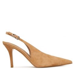 Szpilki Guess. Brązowe szpilki damskie Guess, z aplikacjami, bez obcasa, na szpilce, bez zapięcia. Za 639.99 zł.