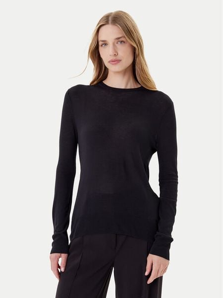Calvin Klein Sweter LV044C339G Czarny Regular Fit. Czarne swetry klasyczne damskie Calvin Klein, l, z wiskozy, bez kołnierzyka. Za 279.99 zł.