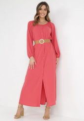 Czerwona Sukienka Dorothoe. Czerwone sukienki damskie Born2be, bez wzorów, z tkaniny, eleganckie, bez ramiączek. W wyprzedaży za 110.49 zł.