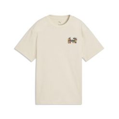 Młodzieżowa luźna koszulka MID 90s z grafiką PUMA. Biała bluzki damskie Puma, m, bez wzorów, młodzieżowe, bez kołnierzyka, bez ramiączek. Za 99.00 zł.