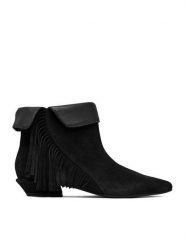 GINO ROSSI Botki EO-26124-03 Czarny. Czarne botki damskie Gino Rossi, ze skóry, bez obcasa, na słupku, bez zapięcia. Za 399.99 zł.