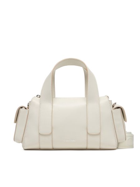 Calvin Klein Torebka Webbing Strap Pocket Bag LV04F3291G Biały. Białe torebki klasyczne damskie Calvin Klein, ze skóry, bez dodatków. Za 489.99 zł.