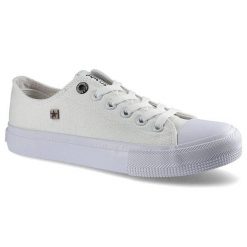 Trampki damskie Big Star, materiałowe na płaskiej podeszwie, białe, AA274010. Białe trampki damskie Big Star, bez wzorów, z jeansu, bez zapięcia. Za 110.99 zł.