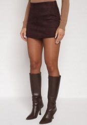 Brązowe Spódnico-Szorty Zdobione Imitacją Kieszeni z Tyłu Sewrela. Brązowe szorty damskie Born2be, z aplikacjami, z koronki. Za 79.99 zł.