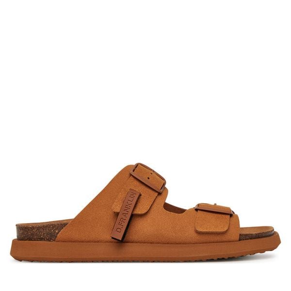 Klapki D.Franklin. Brązowe klapki damskie D.Franklin, bez wzorów, bez obcasa, bez zapięcia. Za 399.99 zł.