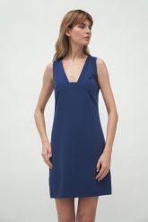 Mini Sukienka bez Rękawów - Kobaltowa. Niebieskie sukienki damskie Nife, bez wzorów, z materiału, wizytowe, bez ramiączek. Za 249.90 zł.