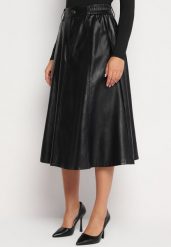 Czarna Spódnica z Ekoskóry o Rozkloszowanym Kroju z Wysokim Stanem Evidas. Czarne spódnice damskie Born2be, s, bez wzorów, eleganckie, midi. Za 89.99 zł.