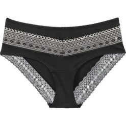 Figi "panty" bonprix czarno-piaskowy beżowy. Czarne figi bonprix, w koronkowe wzory, z koronki. Za 21.99 zł.