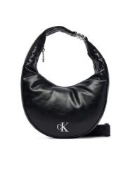 Calvin Klein Torebka Buckle Convertible Small Hobo LV04F3512G Czarny. Czarne torebki klasyczne damskie Calvin Klein, ze skóry, bez dodatków. Za 529.99 zł.