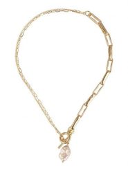 Otazu Pozłacany naszyjnik z perełką Swarovski - dł. 41 cm rozmiar: onesize. Żółte naszyjniki damskie Otazu, z perłą, pozłacane. Za 173.99 zł.