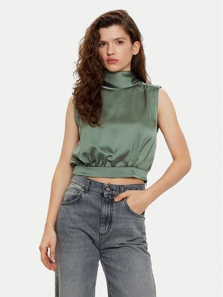 HUGO Bluzka Canile-1 50530475 Zielony Regular Fit. Zielone bluzki damskie Hugo, bez wzorów, z syntetyku, bez kołnierzyka, bez ramiączek. Za 399.99 zł.