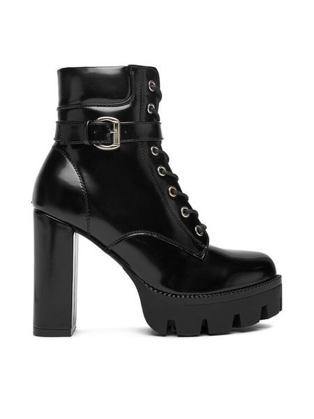 DeeZee Trzewiki 23756-1 Czarny. Czarne botki damskie DeeZee, z materiału, bez obcasa, na słupku, bez zapięcia. Za 219.99 zł.