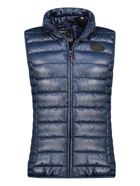Geographical Norway Kamizelka pikowana "Annecy" w kolorze granatowym rozmiar: XL. Niebieskie kamizelki damskie Geographical Norway, xl, z aplikacjami, bez kaptura. Za 126.75 zł.