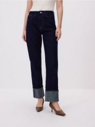 Jeansy straight fit - granatowy. Niebieskie jeansy damskie Reserved. W wyprzedaży za 79.99 zł.