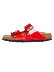 Birkenstock Klapki "Arizona" w kolorze czerwonym rozmiar: 37. Czerwone klapki damskie Birkenstock, bez wzorów, z otwartym noskiem, bez obcasa, bez zapięcia. Za 135.17 zł.