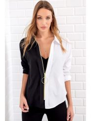 Trend Alacati Bluzka w kolorze czarno-białym rozmiar: L. Białe bluzki damskie Trend Alacati, l, bez wzorów, bez kołnierzyka, bez ramiączek. Za 91.56 zł.
