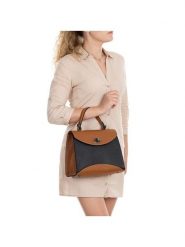 Lia Biassoni Skórzana torebka "Arera" w kolorze czarno-karmelowym - 29 x 23 x 13 cm rozmiar: onesize. Brązowe torebki klasyczne damskie Lia Biassoni, z materiału, bez dodatków. Za 339.99 zł.