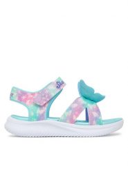Skechers Sandały Jumpsters Sandal - Butterfly Brites 303109L/AQMT Niebieski. Niebieskie sandały dziewczęce Skechers, z materiału, bez obcasa, bez zapięcia. Za 199.99 zł.