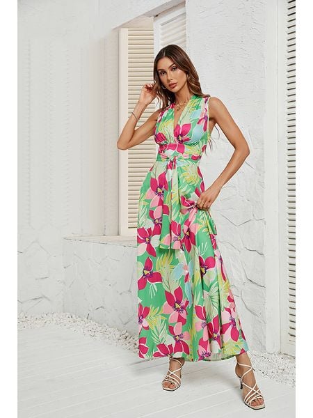 Tazga Sukienka w kolorze zielono-różowym rozmiar: 34. Zielone sukienki damskie Tazga, bez wzorów, bez ramiączek. Za 105.38 zł.