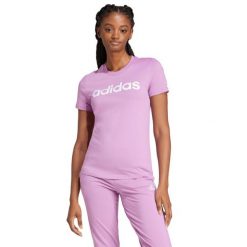 Koszulka damska adidas Loungewear Essentials Slim Logo Tee. Białe koszulki damskie Adidas, xs, bez wzorów, bez kołnierzyka, bez ramiączek. Za 88.00 zł.