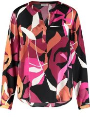 Gerry Weber Bluzka w kolorze czarno-różowo-pomarańczowym rozmiar: 36. Czarne bluzki damskie Gerry Weber, bez wzorów, z wiskozy, bez kołnierzyka, bez ramiączek. Za 122.96 zł.