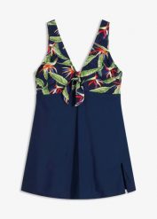 Sukienka kąpielowa shape, średni stopień modelowania sylwetki. Niebieskie sukienki damskie bonprix, bez wzorów, eleganckie, bez ramiączek. Za 179.99 zł.