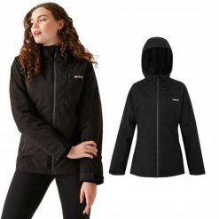Kurtka trekkingowa ocieplana dla kobiet Regatta HIGHTON. Czarne kurtki damskie Regatta, bez wzorów. Za 299.99 zł.