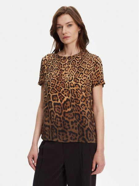 Marciano Guess Bluzka 5YGH29 7320A Brązowy Regular Fit. Brązowe bluzki damskie Marciano Guess, z aplikacjami, z jedwabiu, bez kołnierzyka, bez ramiączek. Za 619.99 zł.