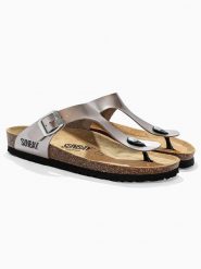 Sunbay Japonki "Camelia" w kolorze srebrnym rozmiar: 36. Szare klapki damskie Sunbay, bez wzorów, z otwartym noskiem, bez obcasa, bez zapięcia. Za 149.31 zł.